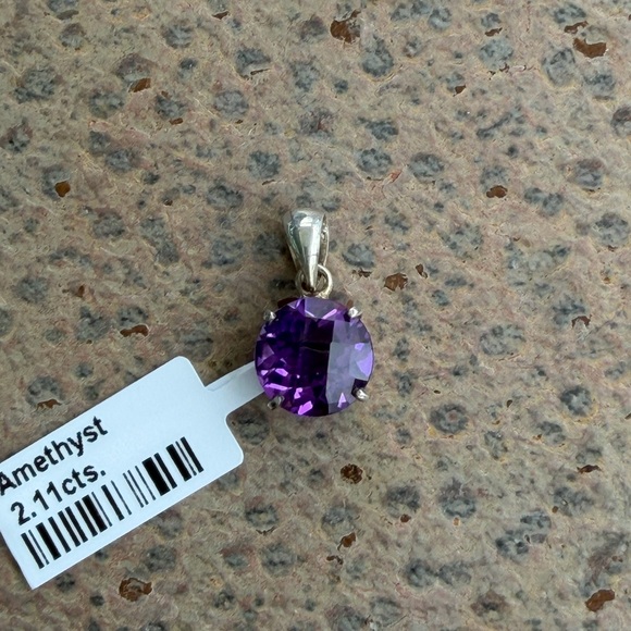 Elegant Checkerboard Amethyst Purple Pendant